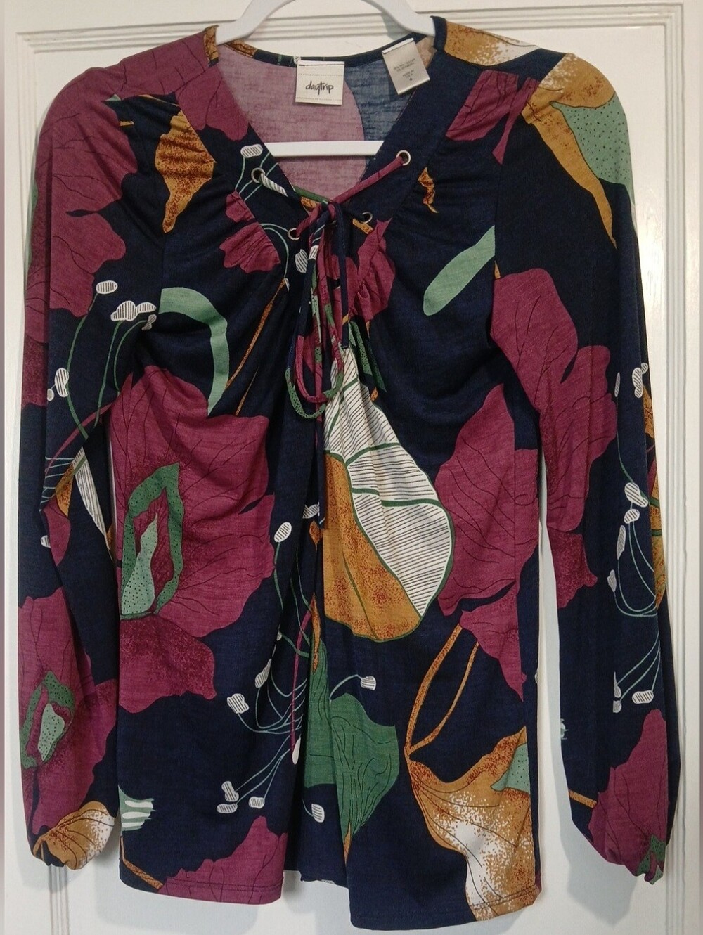 Daytrip Floral Lace-Up Blouse - Picture 2 of 9